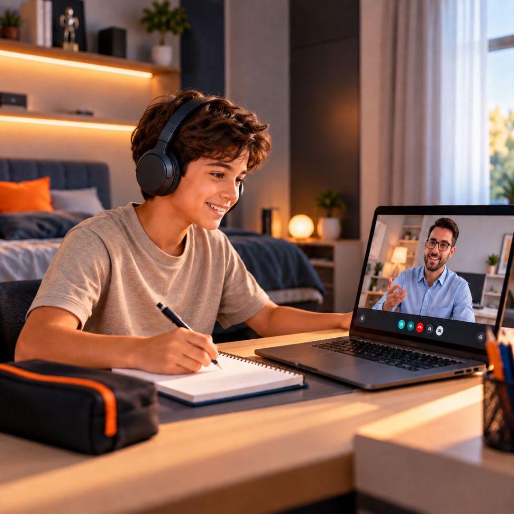 Online derse katılan lise öğrencisi